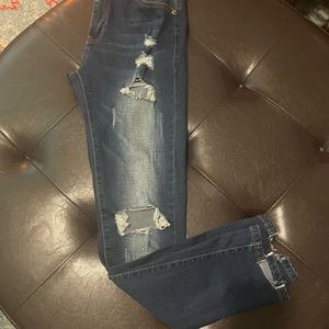 Distressed jeans/ Jegging material. Dark wash